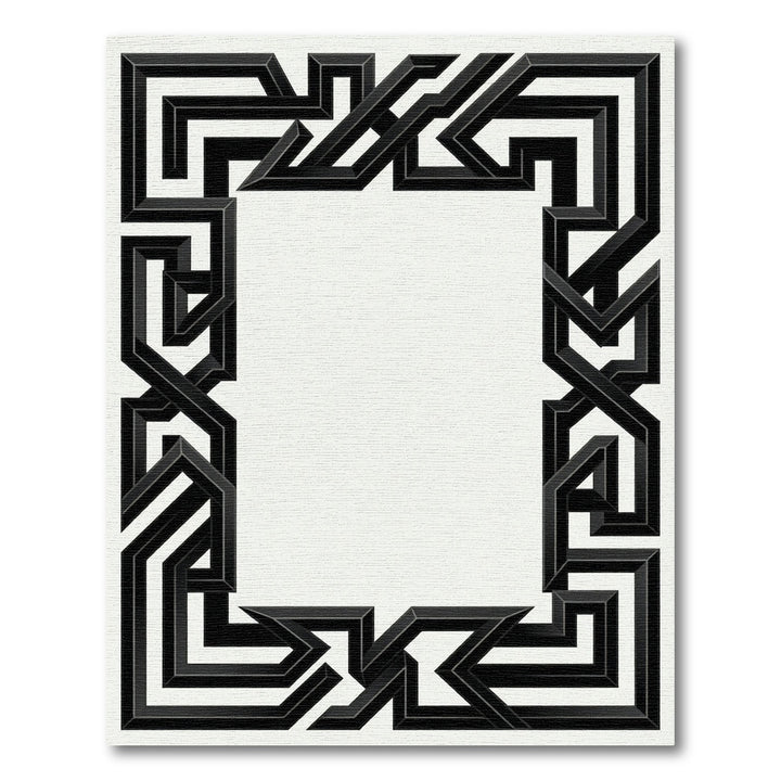 Bold Black Geometric Interlocking Frame Rug