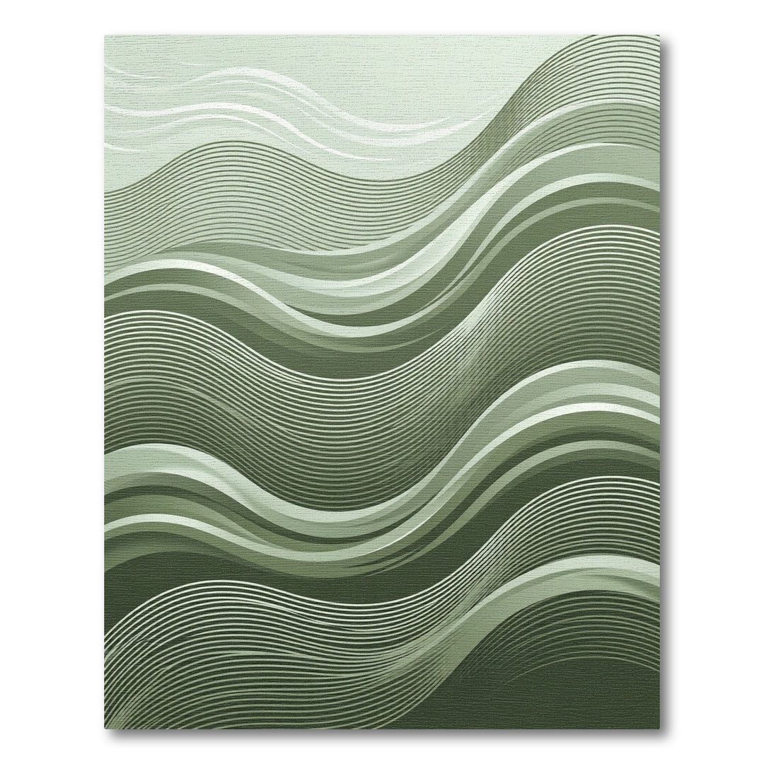 Sage Green Gradient Wavy Lines Rug