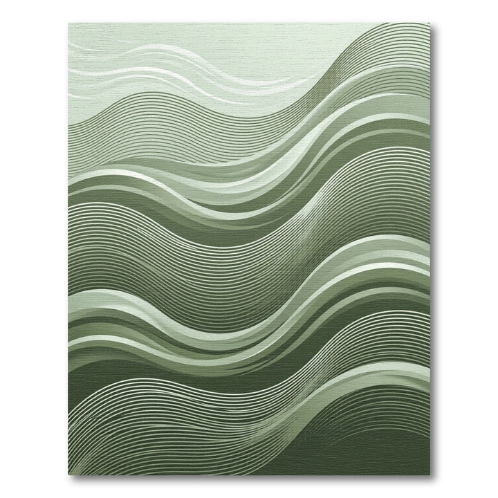 Sage Green Gradient Wavy Lines Rug