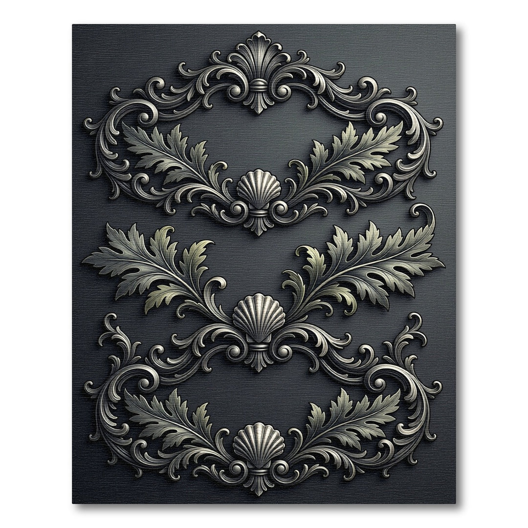 Antique Silver Acanthus Scroll Border Rug