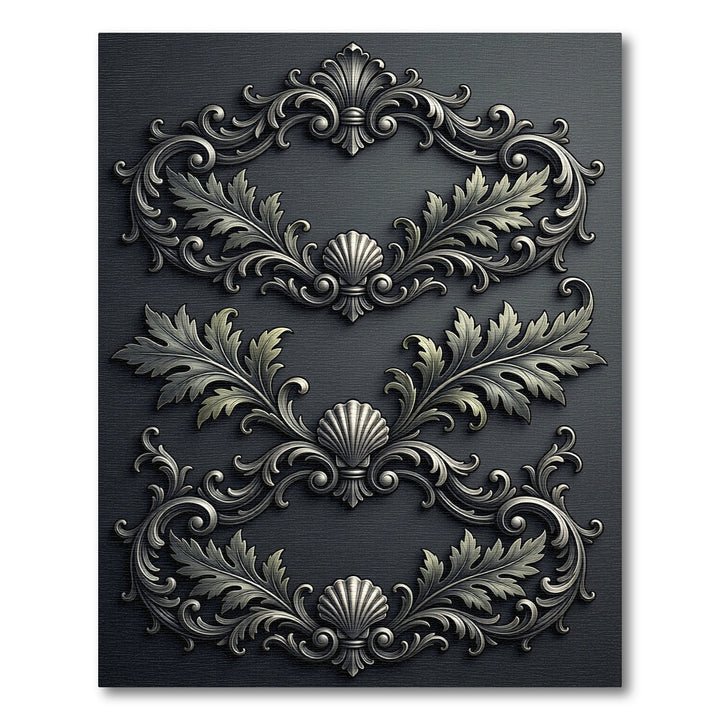 Antique Silver Acanthus Scroll Border Rug