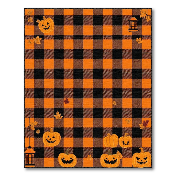 Orange Buffalo Plaid Pumpkin Area Rug