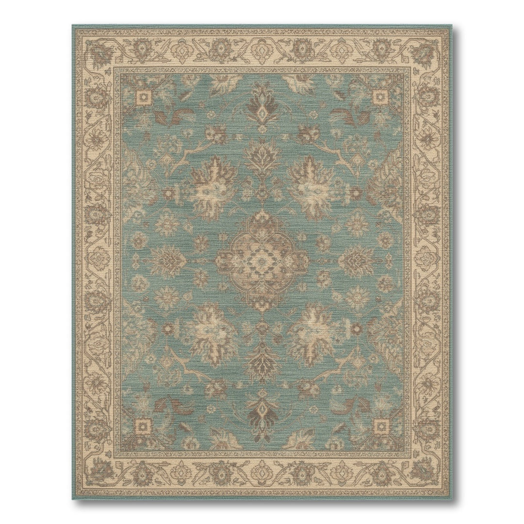 Teal Floral Vintage Area Rug