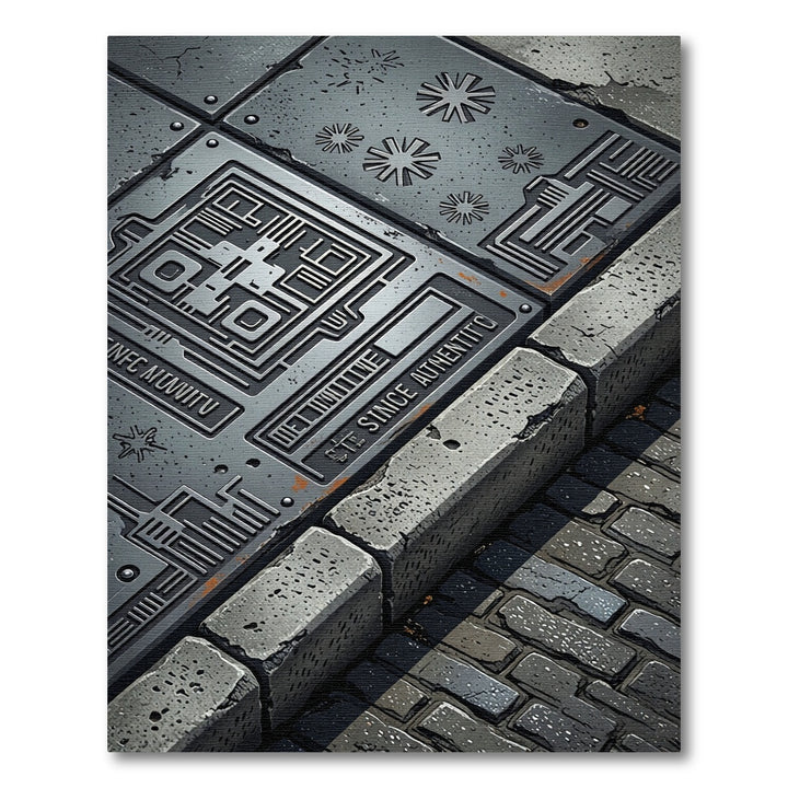 Industrial Geometric Circuit Board Rug
