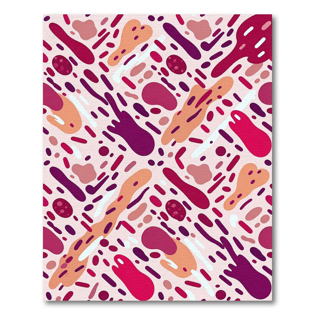 Crimson Pink Abstract Blob Arrangement Rug