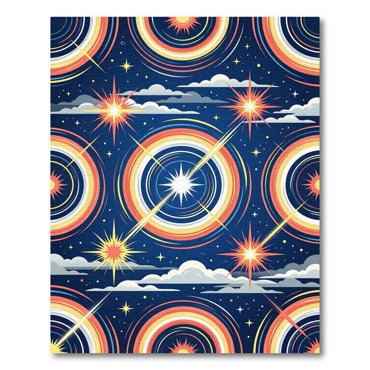 Starry Night Rainbow Rings Rug