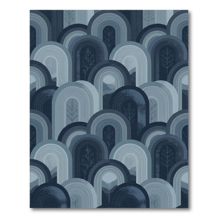 Abstract Arc Mountainscape Blue Tint Rug