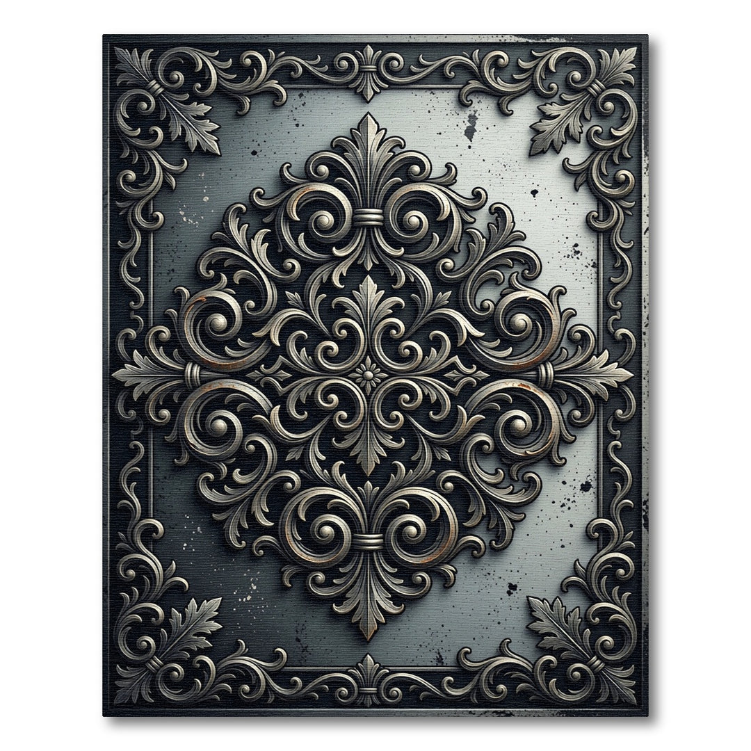 Ornate Scrollwork Metal Framed Rug