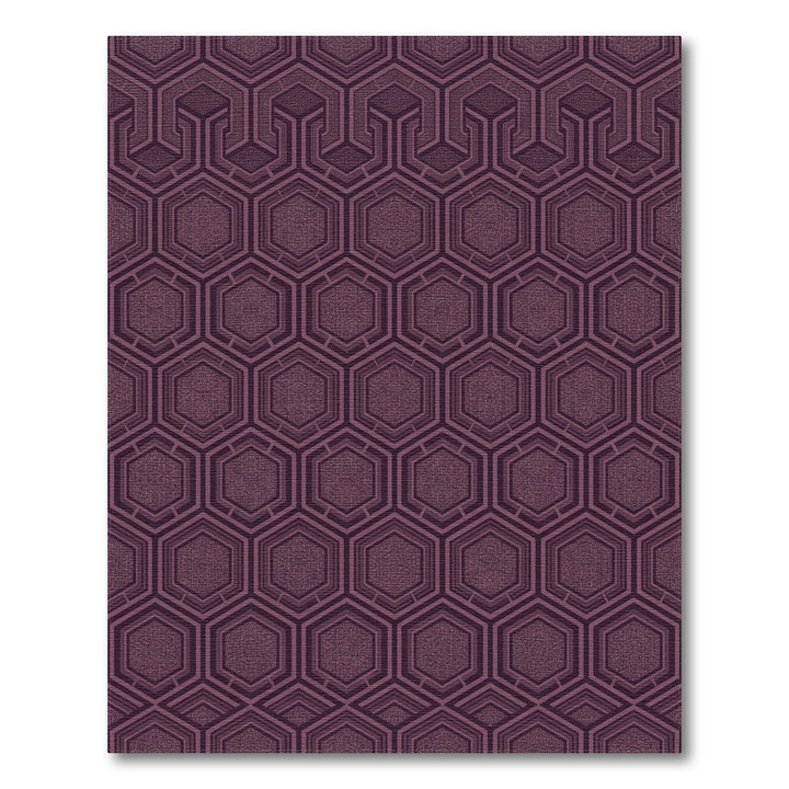 Deep Plum Hexagonal Geometric Maze Rug