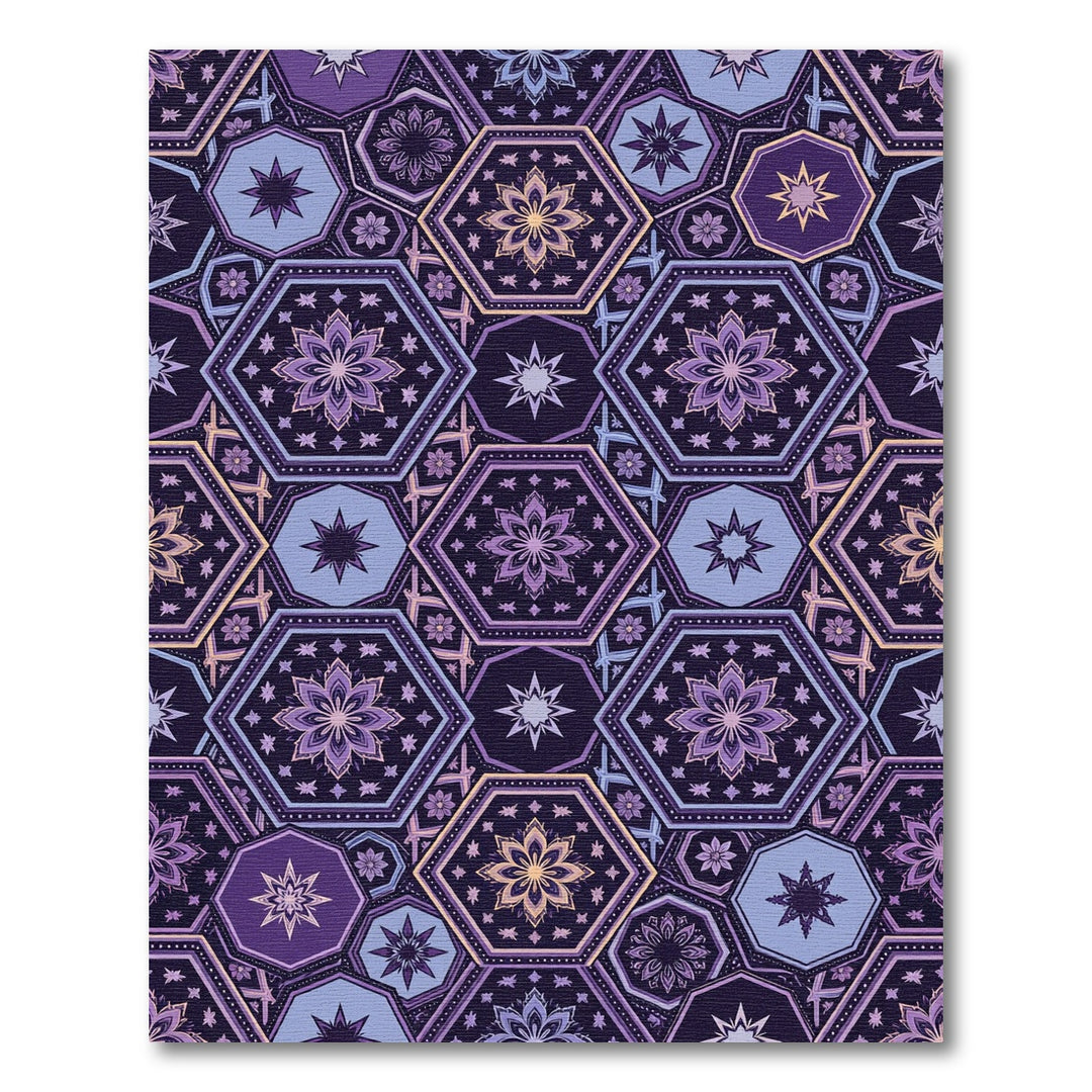 Purple Geometric Mandala Hexagon Rug