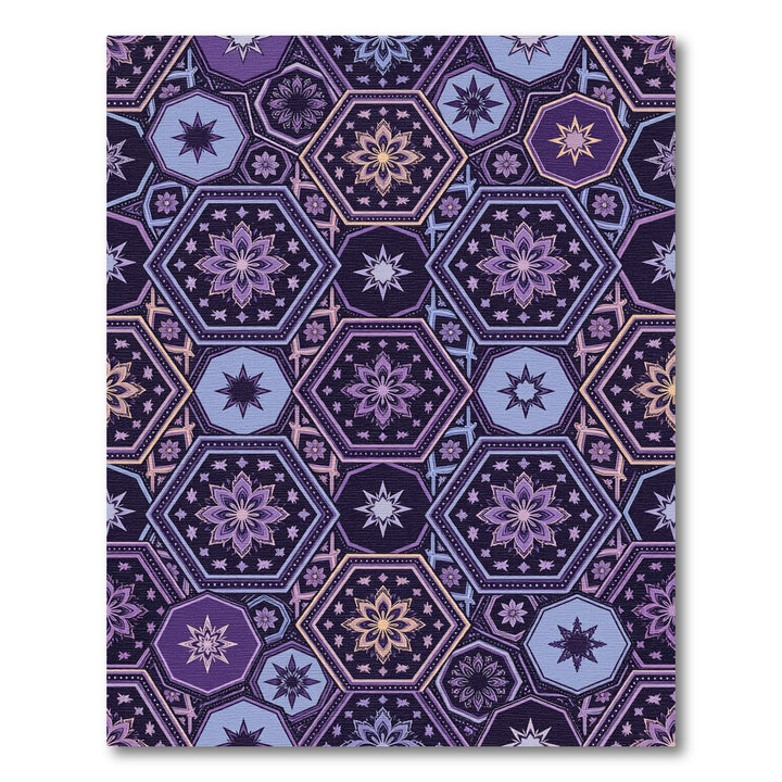 Purple Geometric Mandala Hexagon Rug