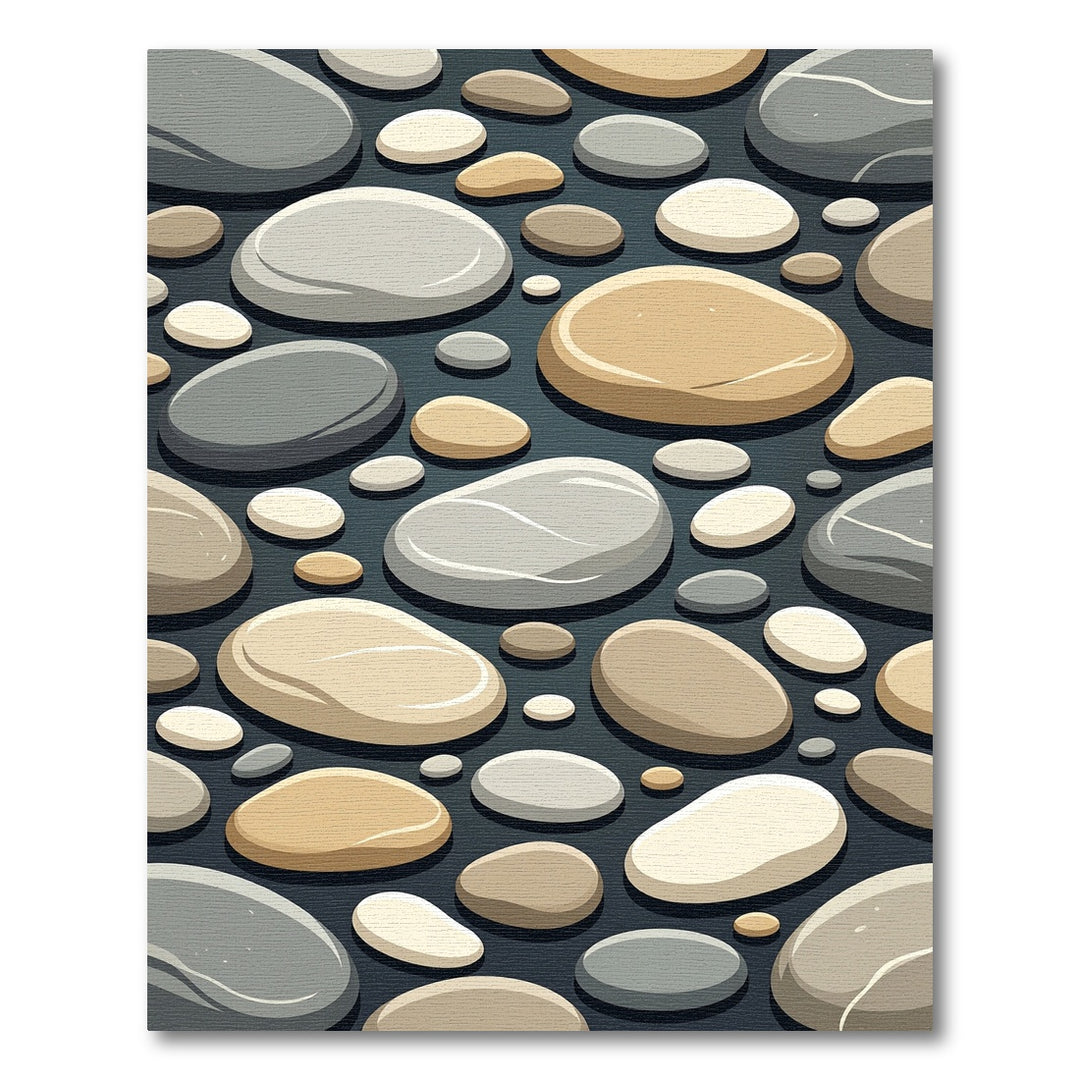 Rounded Smooth Pebbles Grey Tan Rug