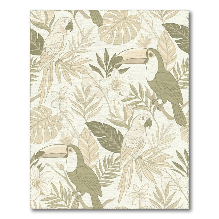 Toucans Parrots Tropical Foliage Beige Rug