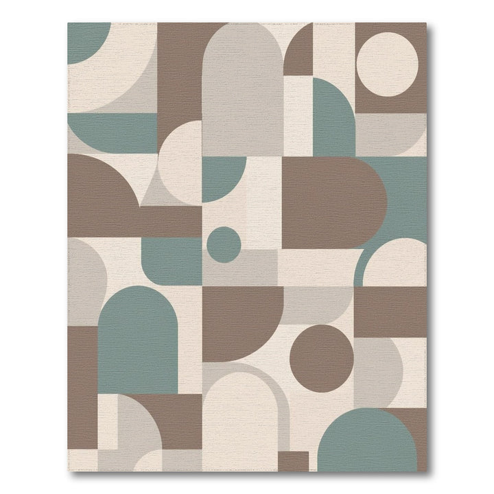 Geometric Beige Area Rug with Teal Accents