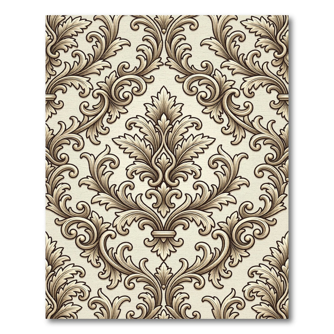 Rich Beige Baroque Swirl Rug