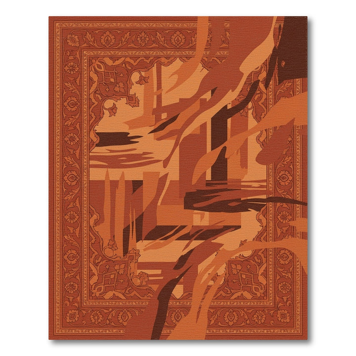 Earthy Tones Abstract Floral Frame Rug