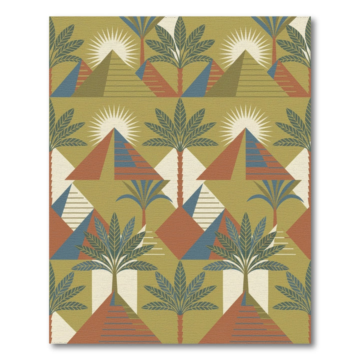 Geometric Pyramid Palm Tree Desert Sunset Rug