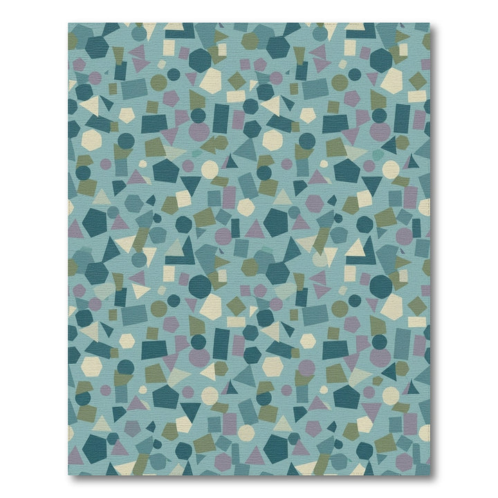 Abstract Geometric Shapes Teal Rug