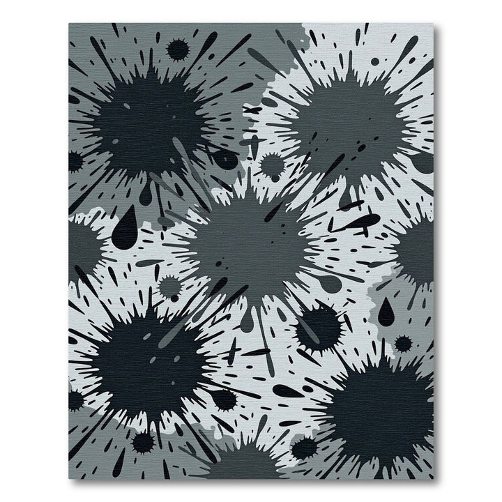 Monochromatic Ink Splatter Abstraction Rug