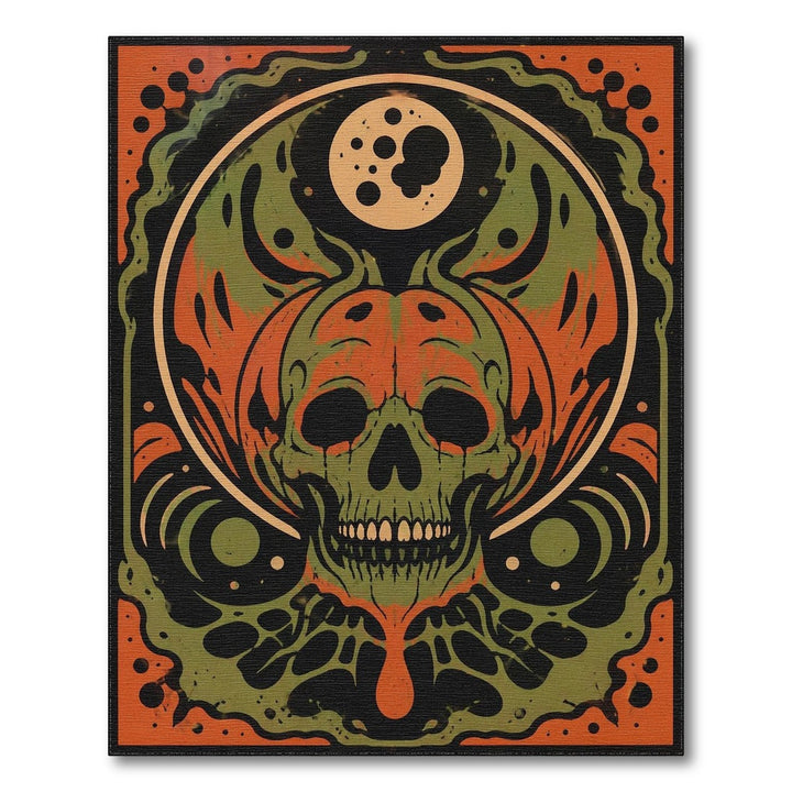 Skull Flame Pumpkin Area Rug