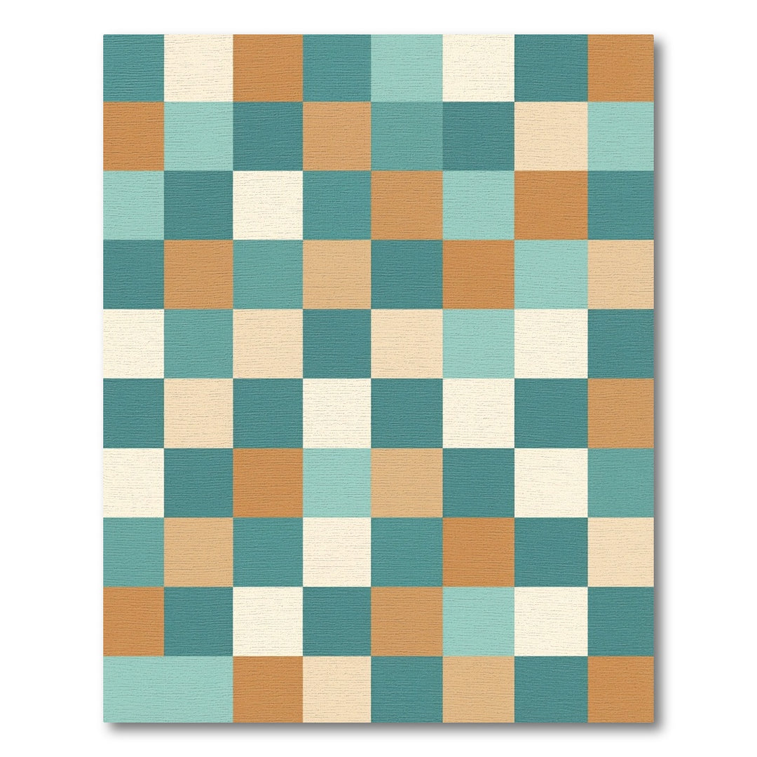 Mid-Century Retro Checkerboard Squares Rug