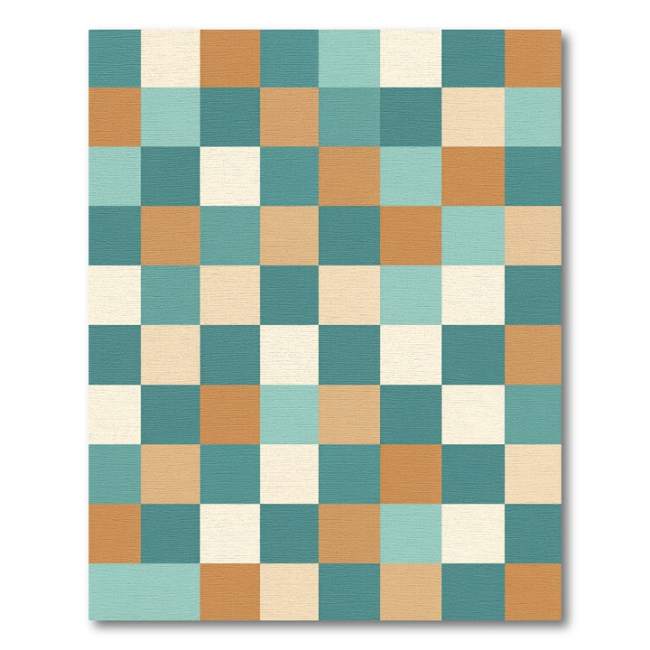 Mid-Century Retro Checkerboard Squares Rug