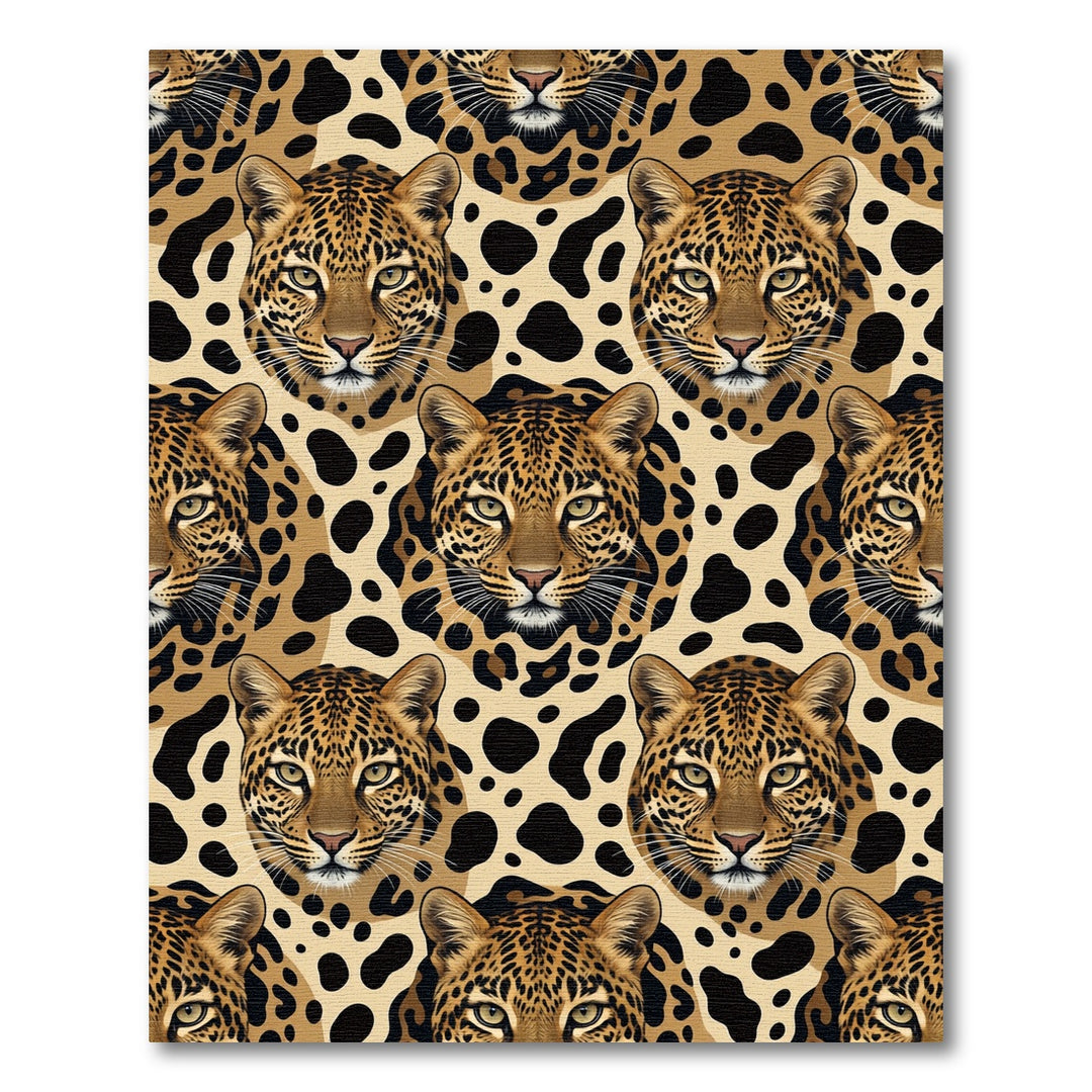 Golden Leopard Spots Animal Portrait Rug