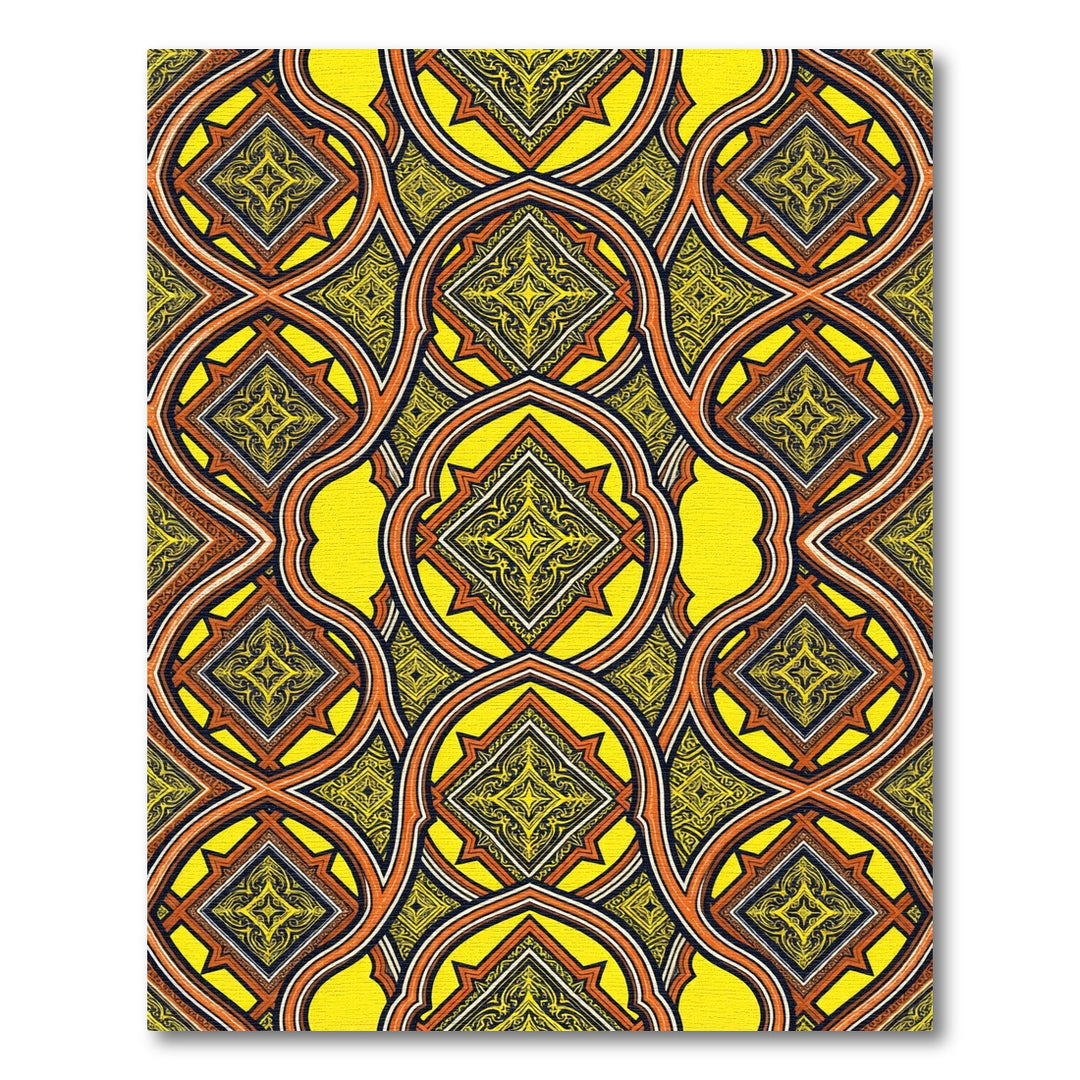 Vibrant Yellow Orange Geometric Arch Rug