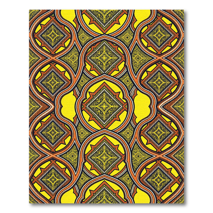 Vibrant Yellow Orange Geometric Arch Rug