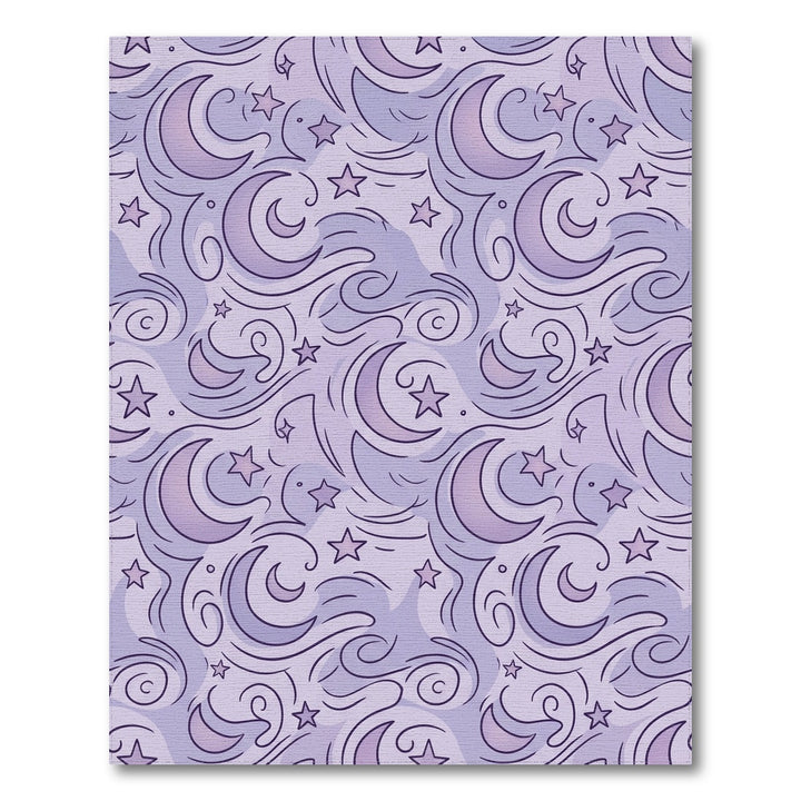 Whimsical Lavender Moon Stars Swirl Rug