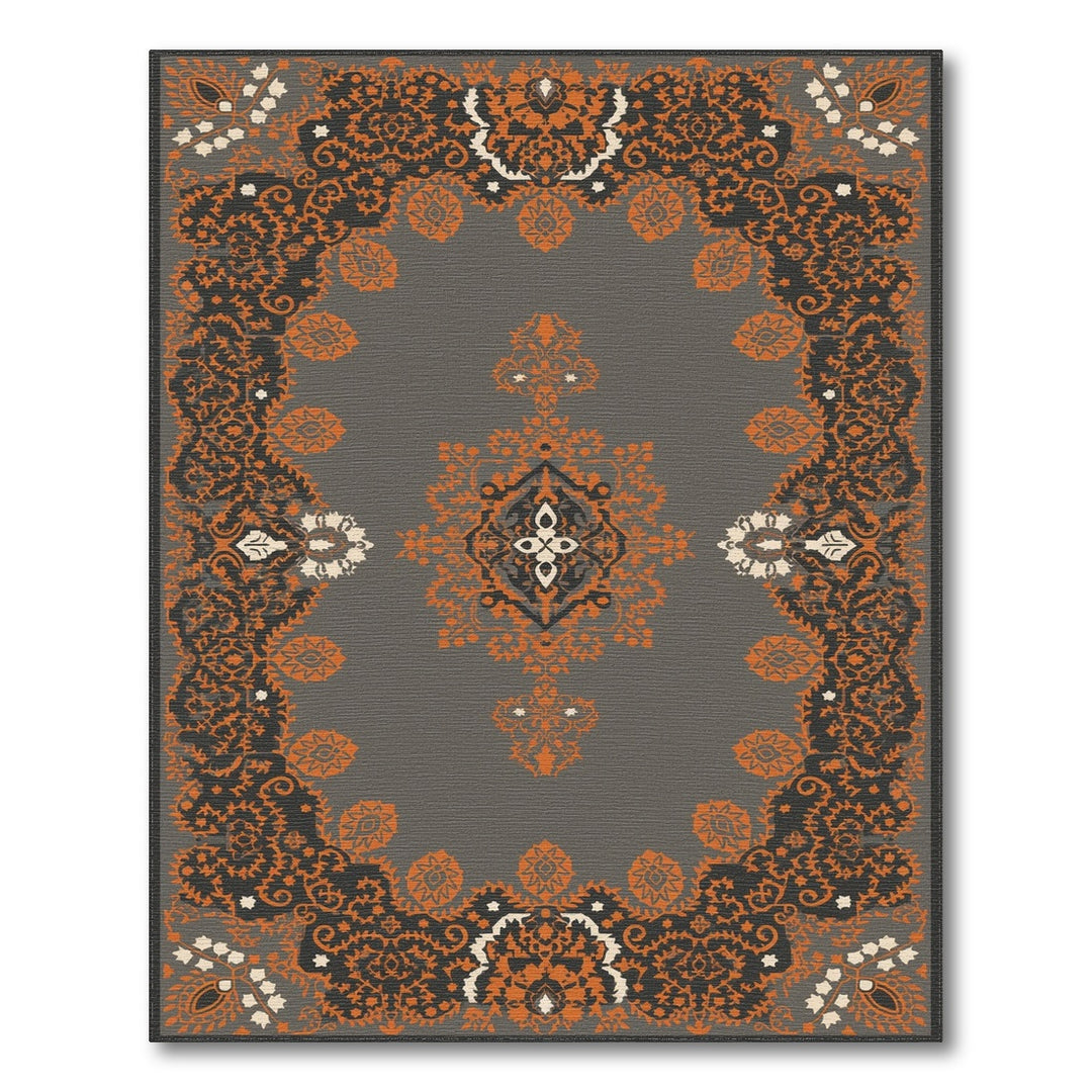 Grey Orange Persian Medallion Area Rug