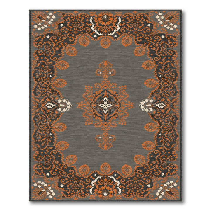 Grey Orange Persian Medallion Area Rug