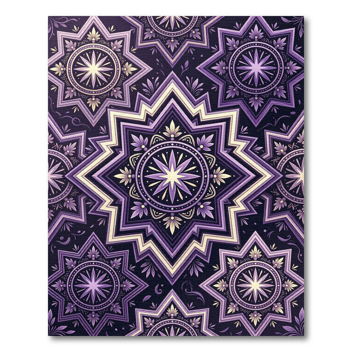 Deep Purple Geometric Star Mandala Rug