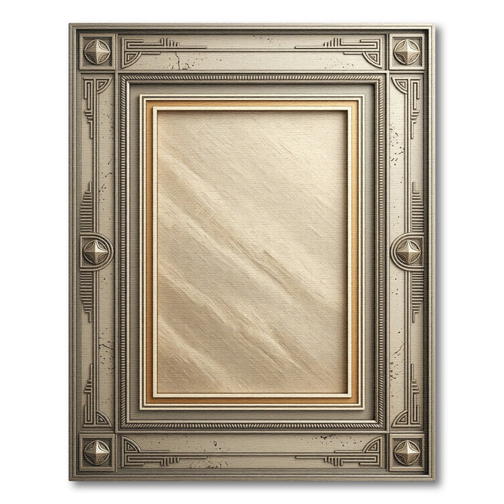 Ornate Golden Textured Frame Rug