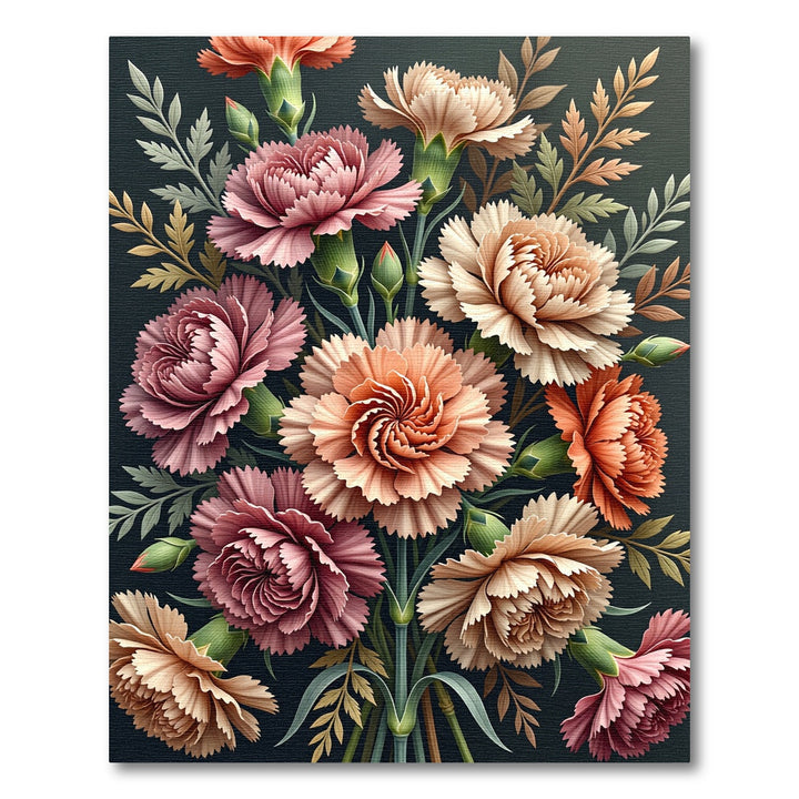 Soft Pink Apricot Carnation Bouquet Rug