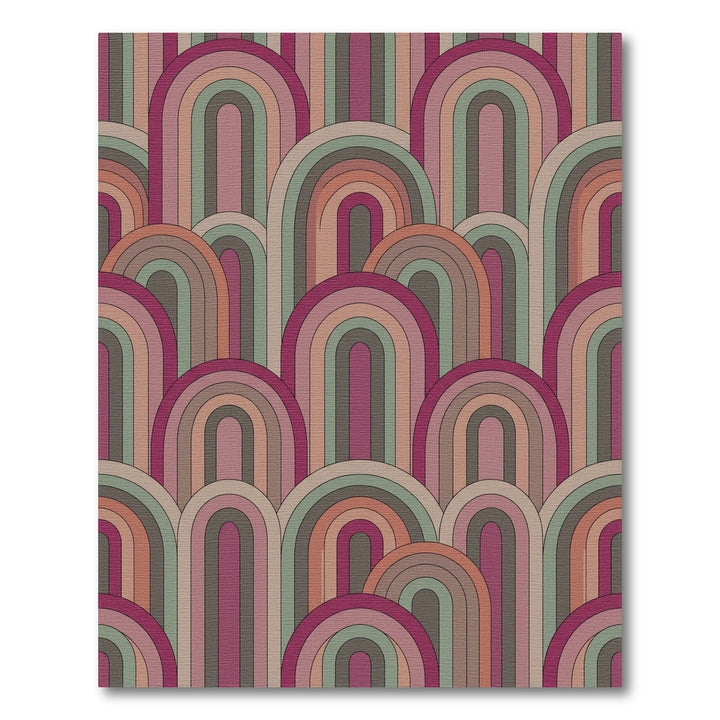 Retro Archway Terracotta Muted Rainbow Rug