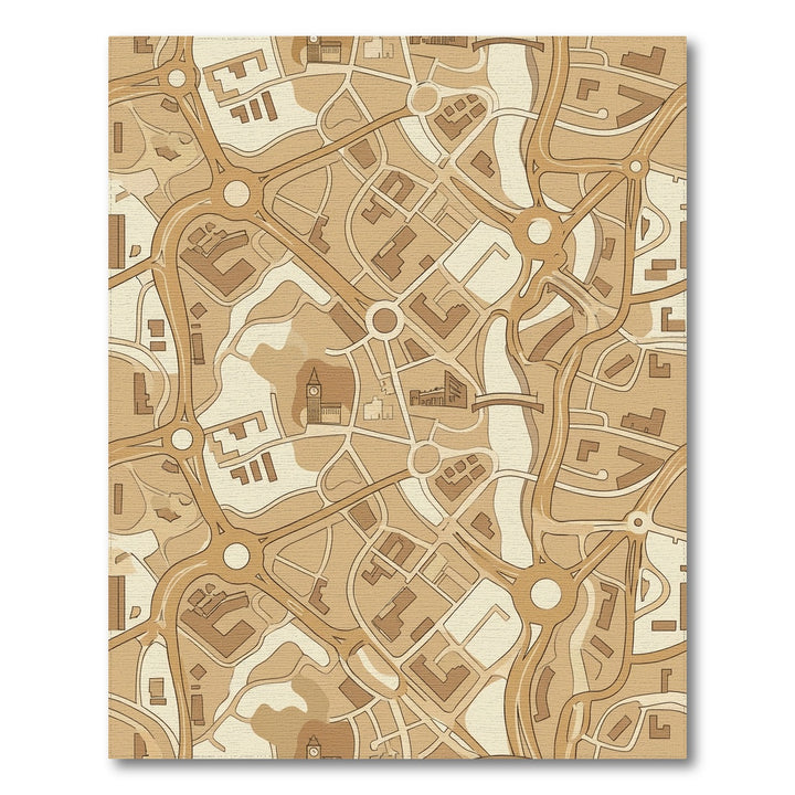 Vintage City Map Topographic Abstract Rug