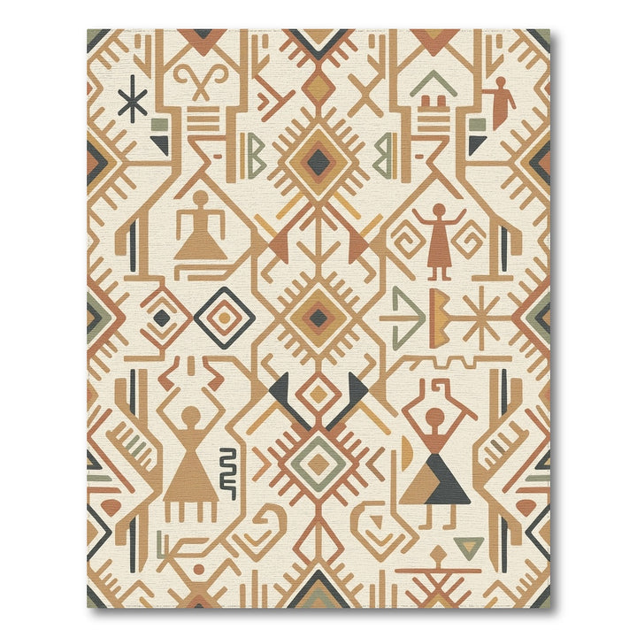 Earthy Geometric Tribal Figures Rug