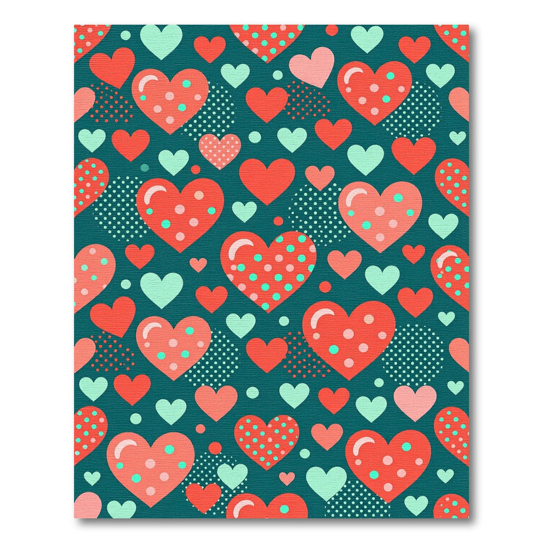 Teal Hearts Pattern Rug