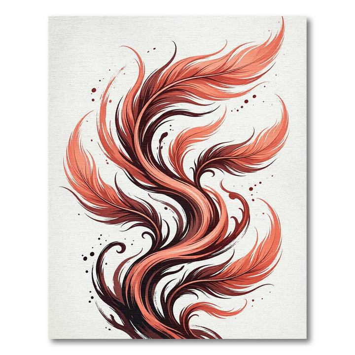 Coral Feather Swirl Abstract Rug