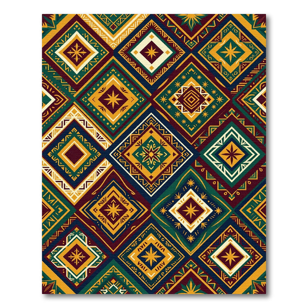 Geometric Diamond Medallion Rug