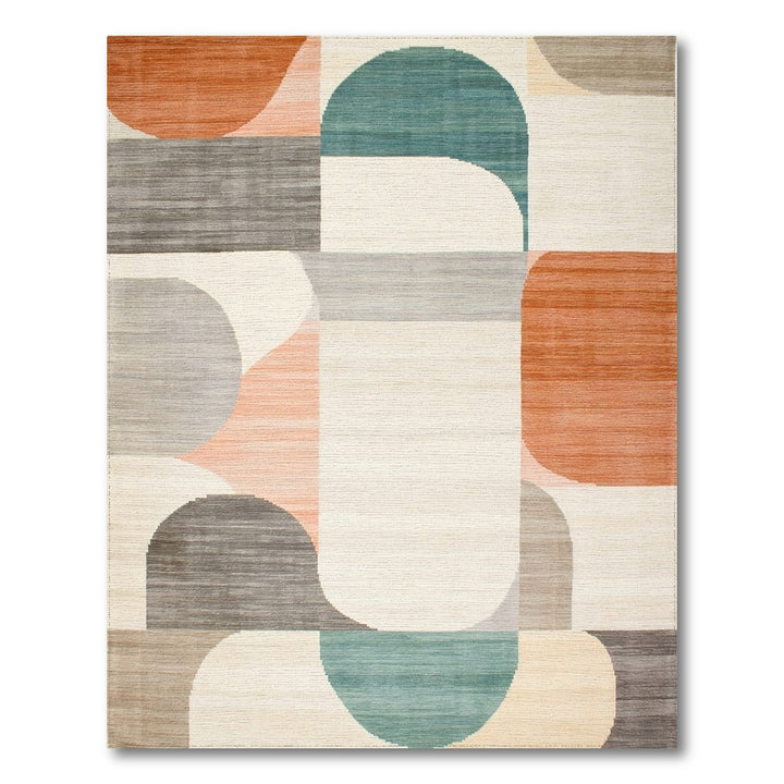 Abstract Blue and Teal Geometric Abstract Area Rug
