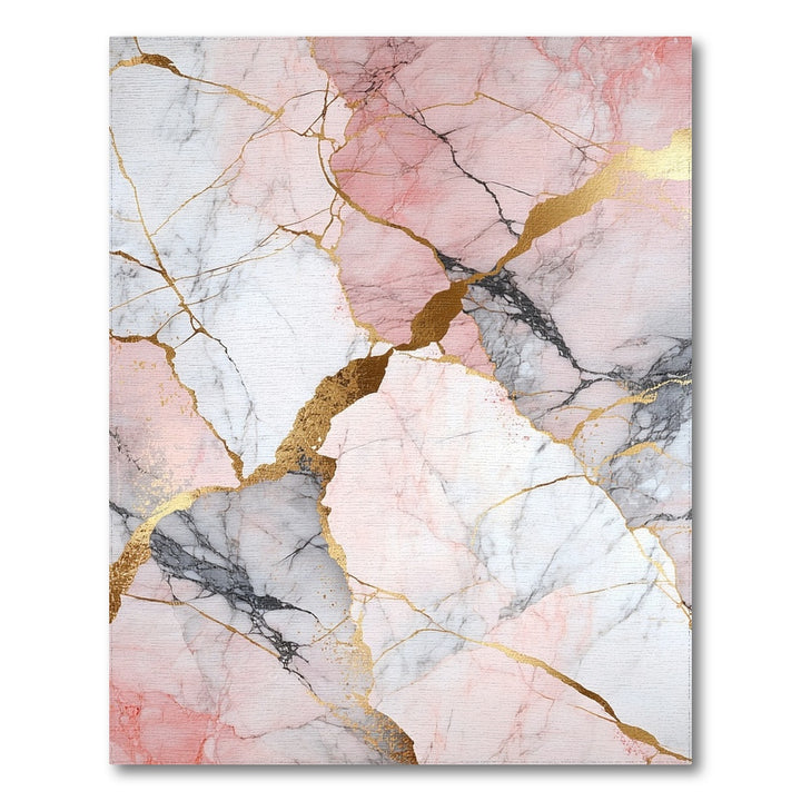Abstract Area Pink Marble Gold Area Rug