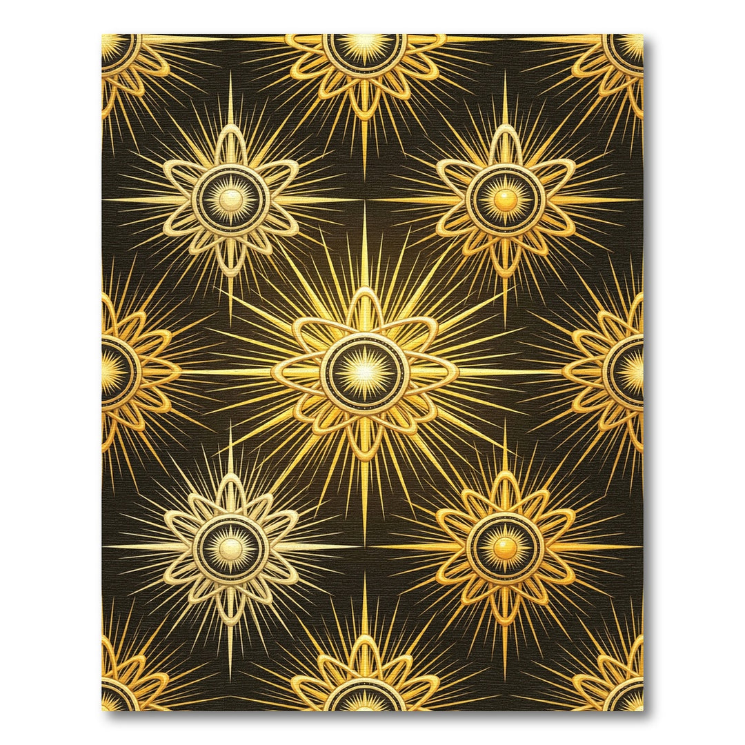 Golden Sunburst Star Medallion Rug