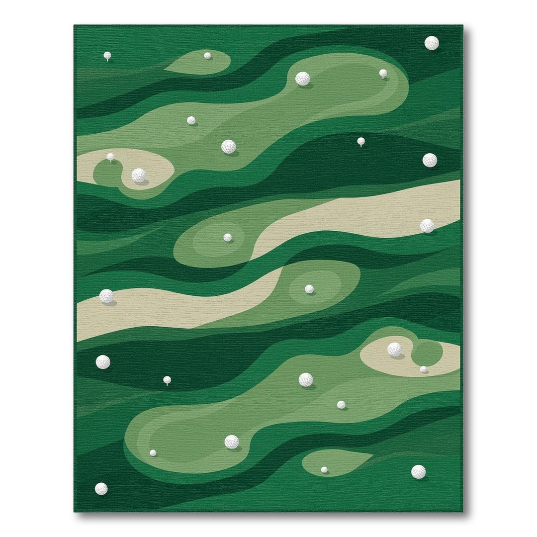 Abstract Green Golf Course Area Rug