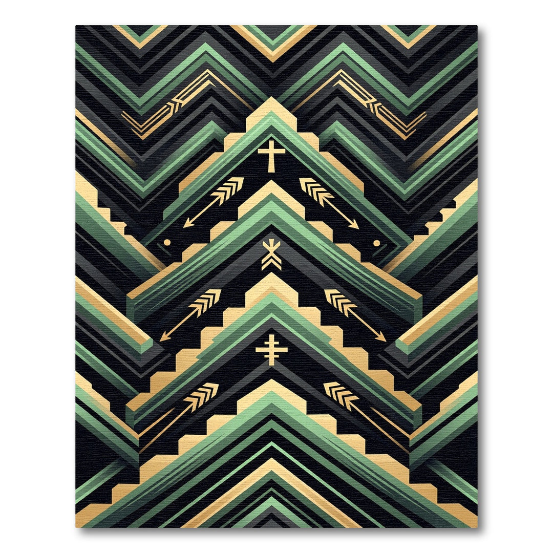 Geometric Arrows Cross Terracotta Rug
