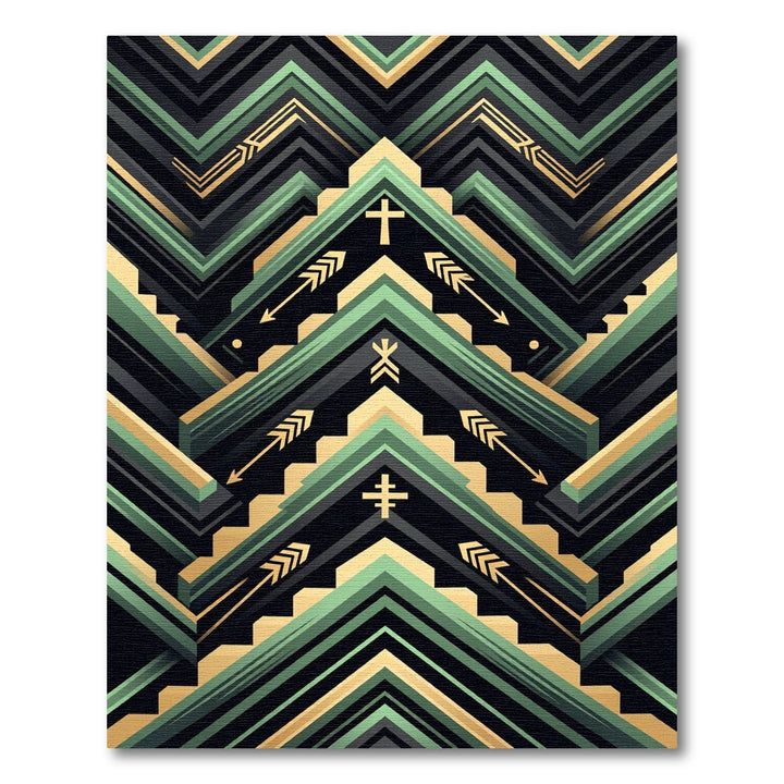 Geometric Arrows Cross Terracotta Rug