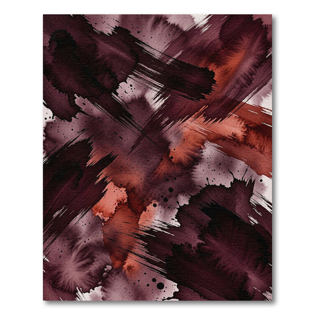 Dark Abstract Brushstroke Watercolor Rug