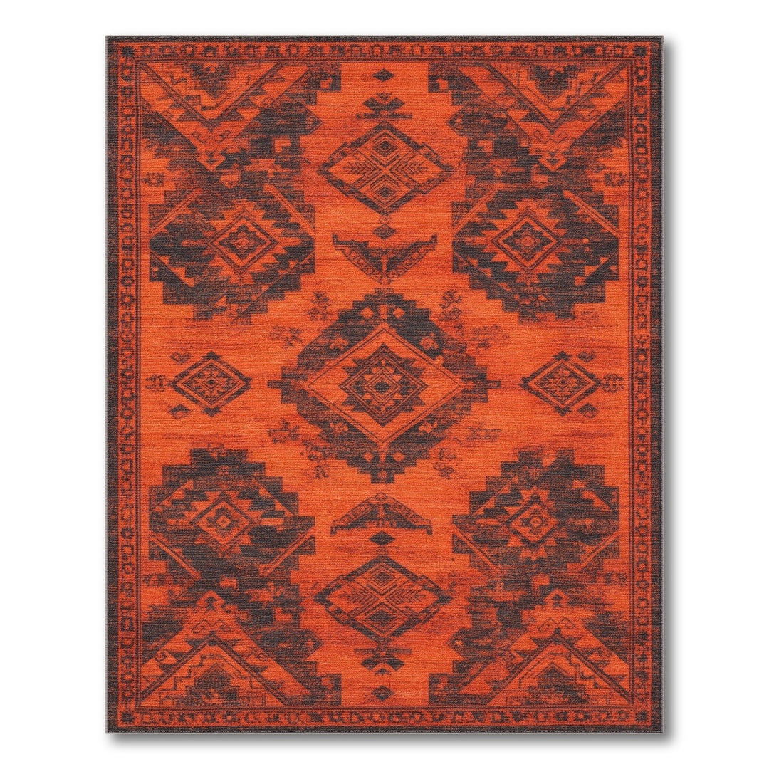 Orange Southwestern Geometric Area Rug