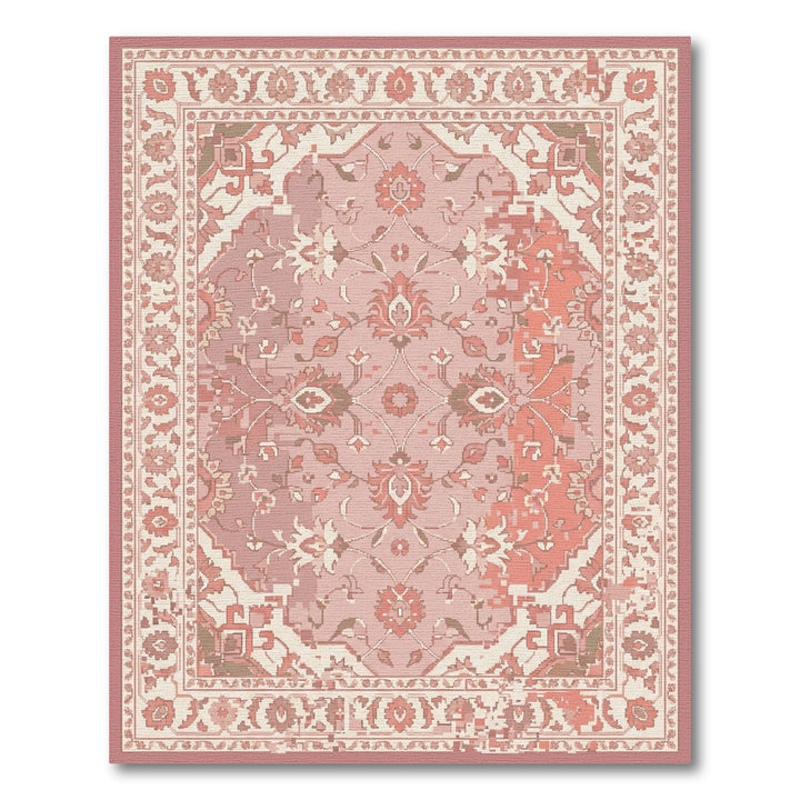 Rose Pink Floral Medallion Palatial Rug